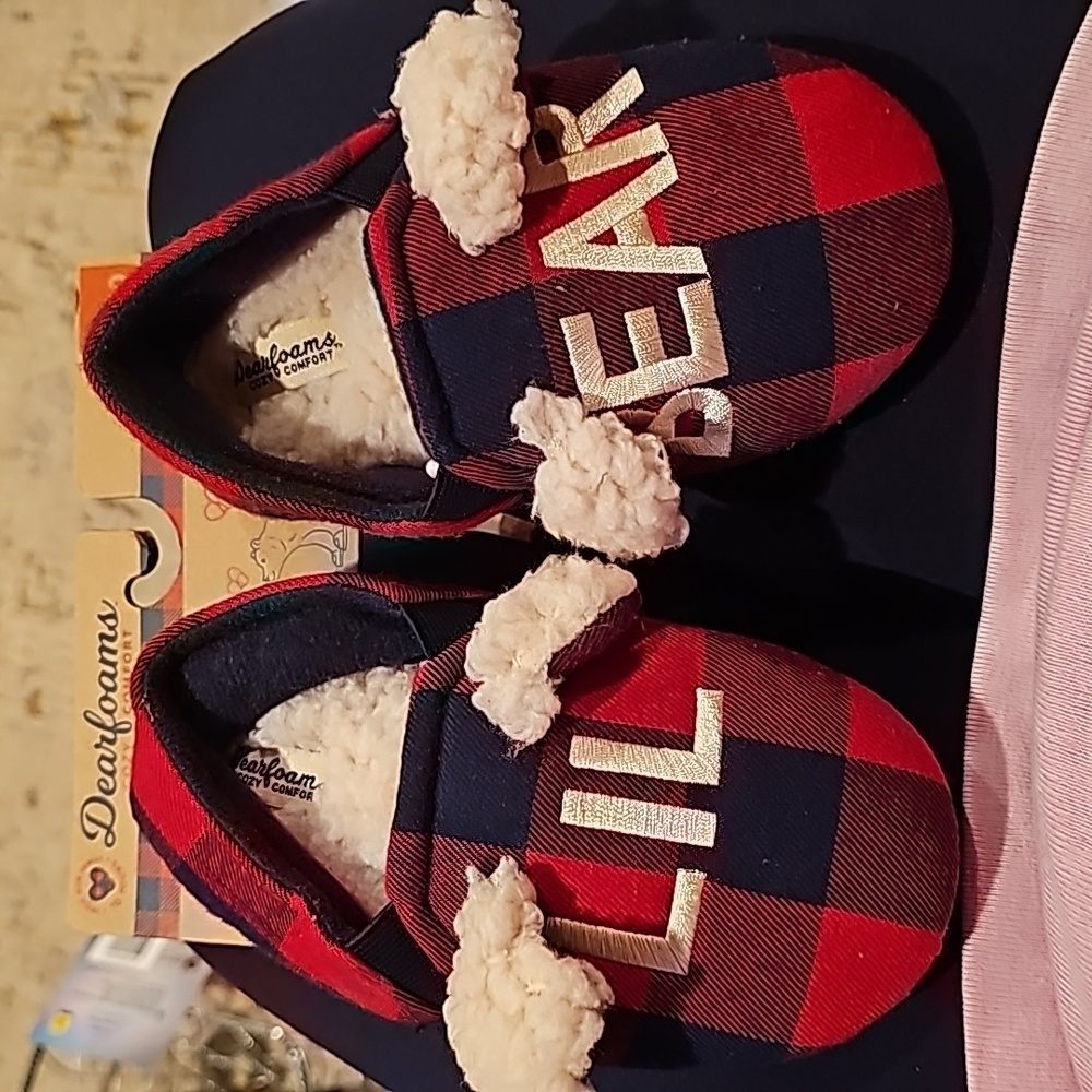 Dearfoams Lil Bear Toddler Kids Slippers Memory foam